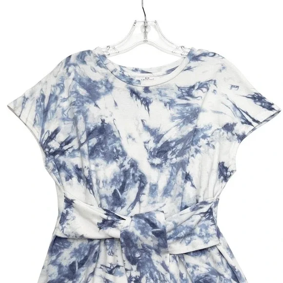 New Directions |‎ Blue Tie Dye T-Shirt Dress Casual Short Sleeve Belted | Medium - Picture 3 of 8